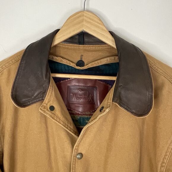 VTG Woolrich Tan Canvas Barn Chore Saddle Jacket Southwestern Wool Lining LRG - Picture 5 of 16